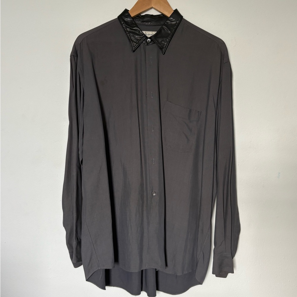 Comme des Garcons Black Dress Shirt with Leather Collar